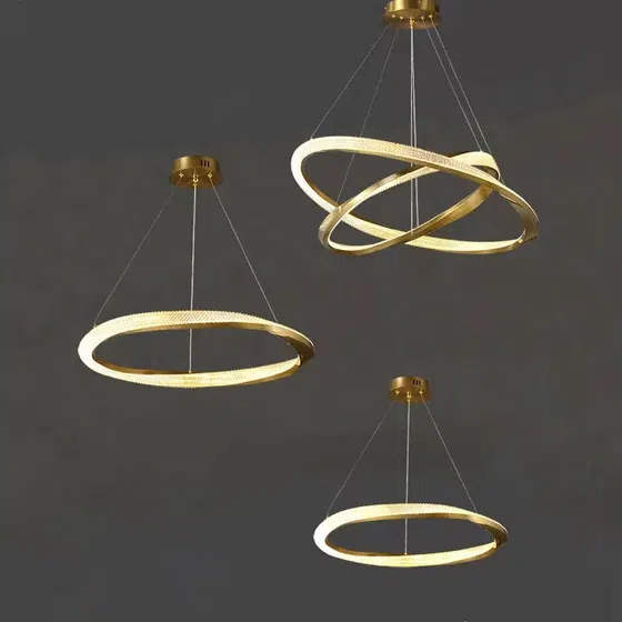 D100CM Ring Acrylic Aluminum Pendant Lamp in Aluminum, product photograph