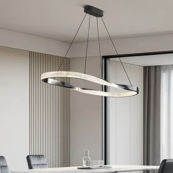 D100CM Ring Acrylic Aluminum Pendant Lamp in Aluminum, detail view