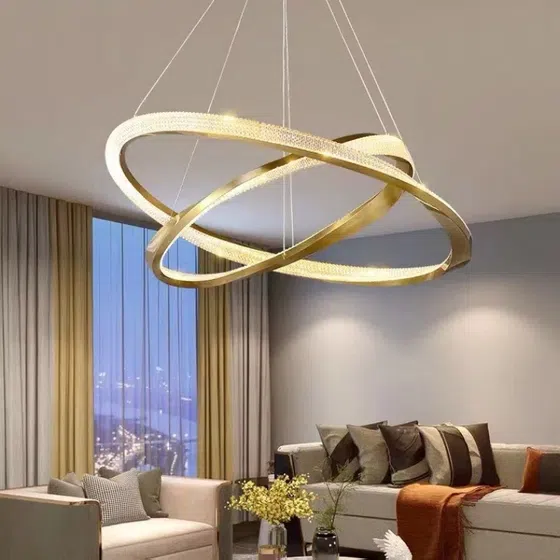 D100CM Ring Acrylic Aluminum Pendant Lamp in Aluminum, installed view