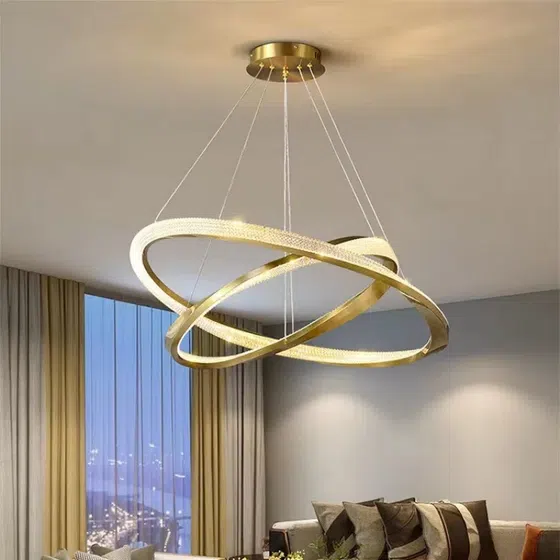 D100CM Ring Acrylic Aluminum Pendant Lamp in Aluminum, scale view