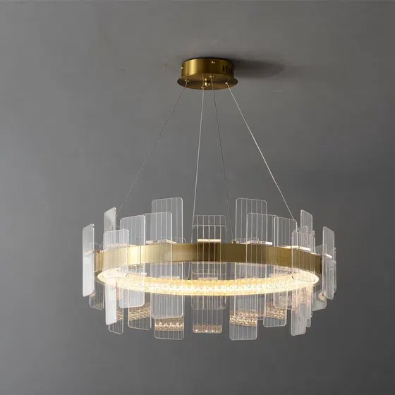 D100CM Ring Rectangular Acrylic Pendant Lamp in Aluminum, installed view