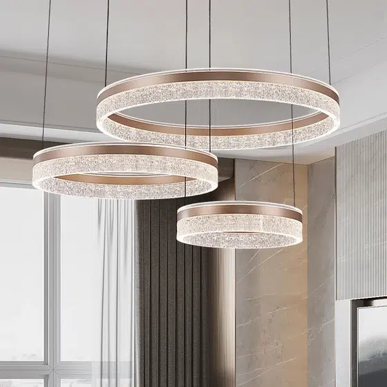 Ring Acrylic Silver Red Pendant Light in Aluminum and Acrylic, detail view
