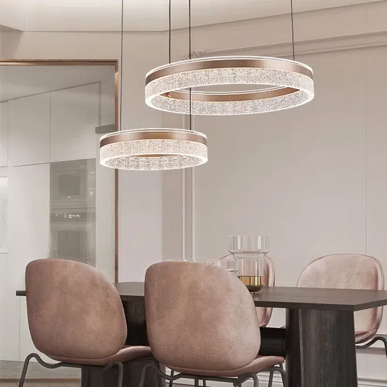 Ring Acrylic Silver Red Pendant Light in Aluminum and Acrylic, scale view