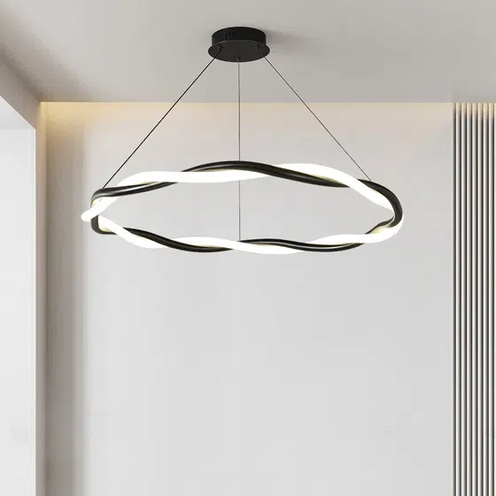 Ring Black White Silicone Pendant Lamp in Hardware and Silicone, detail view