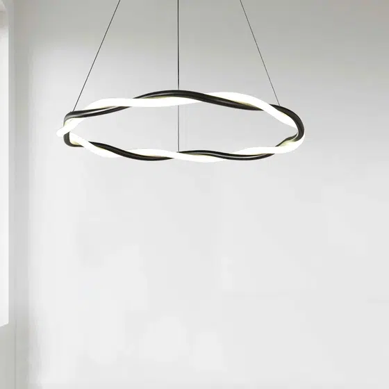 Ring Black White Silicone Pendant Lamp in Hardware and Silicone, installed view
