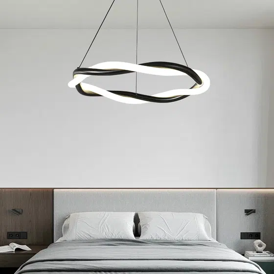 Ring Black White Silicone Pendant Lamp in Hardware and Silicone, scale view