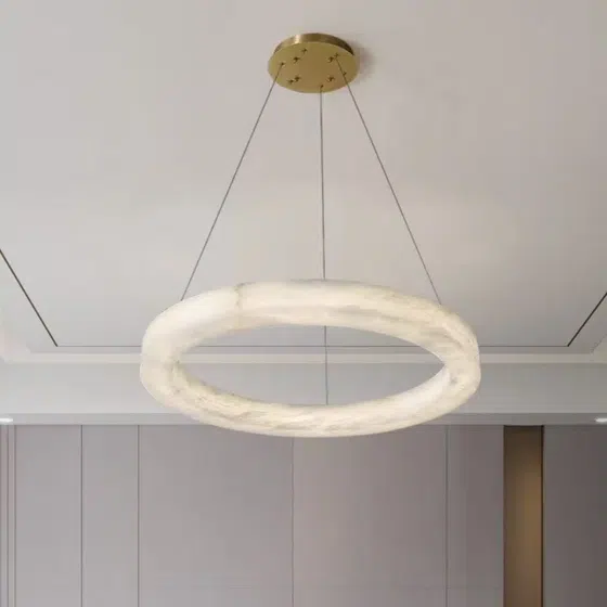 Ring Copper Marble LED Pendant Lamp in Copper and Marble, detail view