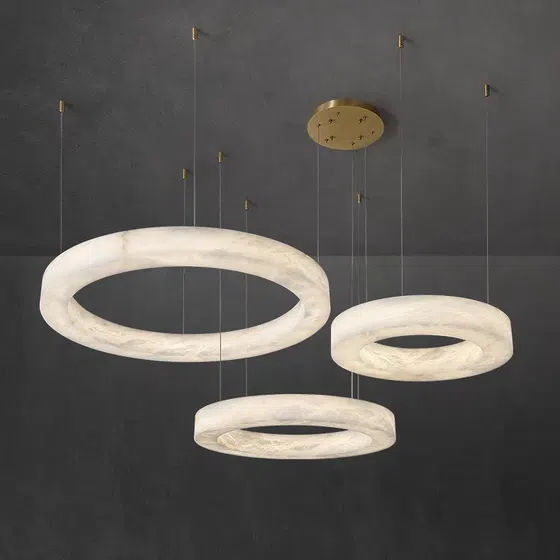 Ring Copper Marble LED Pendant Lamp in Copper and Marble, scale view