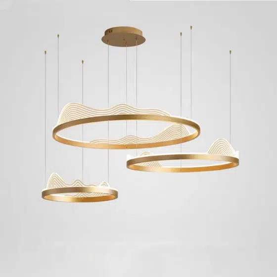 Ring Circle Wave Acrylic Pendant Light in Aluminum Spray Paint and Acrylic, detail view