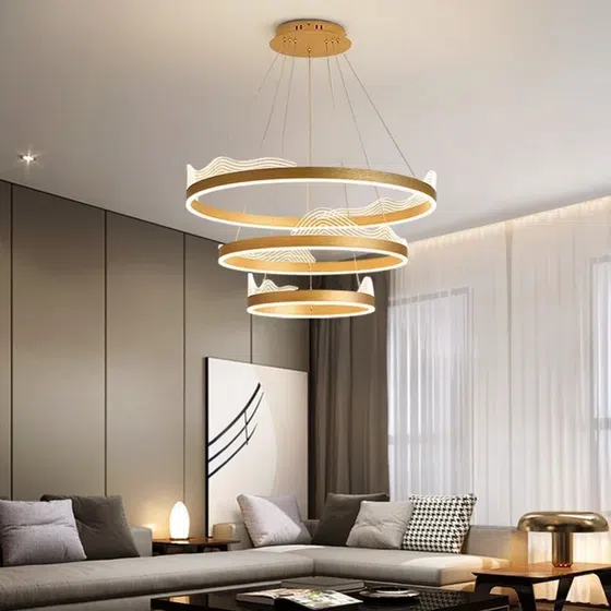 Ring Circle Wave Acrylic Pendant Light in Aluminum Spray Paint and Acrylic, scale view