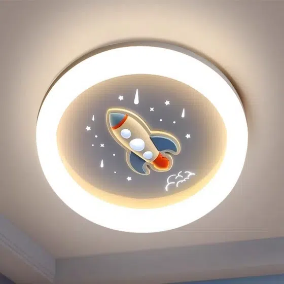 Cartoon Rocket LED Silicone Ceiling Lamp in Iron and Resin and Silicone, scale view