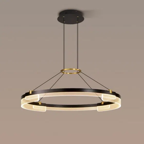 D100CM Round Acrylic Black LED Pendant Light in Aluminum, scale view