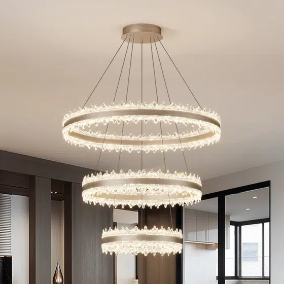 Round Acrylic Aluminum Circle Pendant Light in Aluminum and Acrylic, product photograph