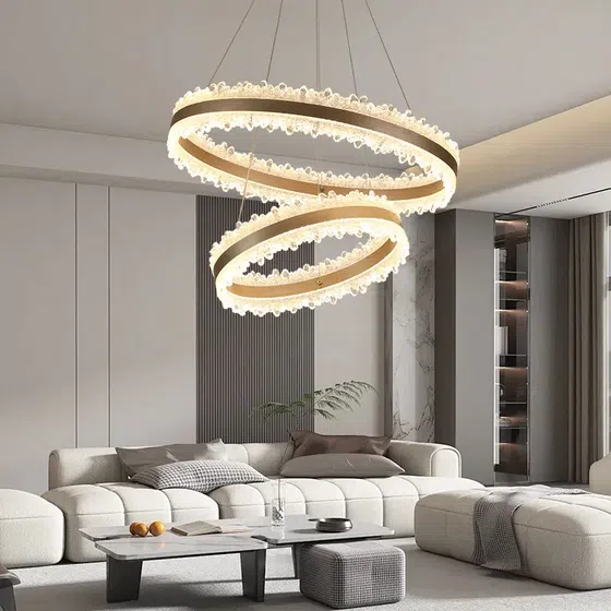 Round Acrylic Aluminum Circle Pendant Light in Aluminum and Acrylic, scale view