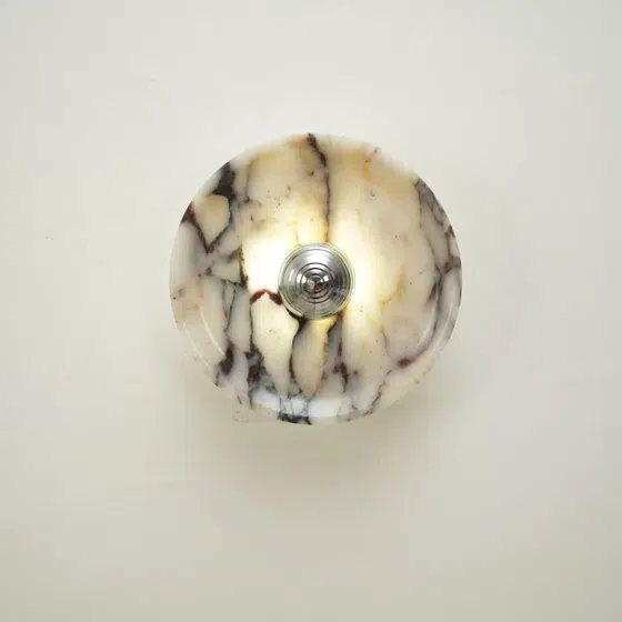 D25CM Round Hardware Marble Wall Light in Hardware and Bulgari Stone, product photograph
