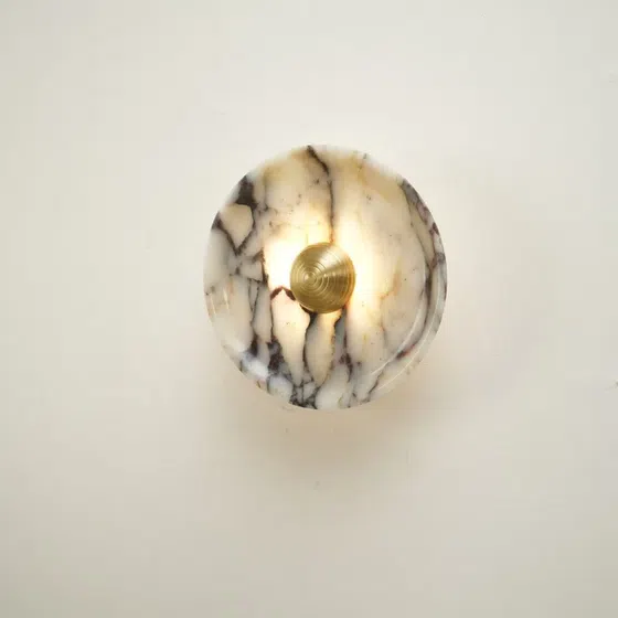 D25CM Round Hardware Marble Wall Light in Hardware and Bulgari Stone, scale view