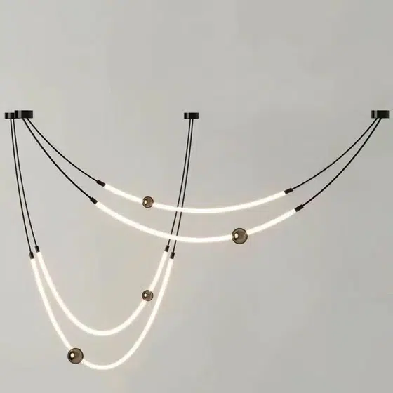 Silicone Iron Black White Pendant Light in Silicone and Iron, product photograph