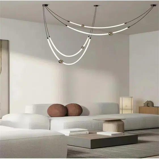 Silicone Iron Black White Pendant Light in Silicone and Iron, installed view