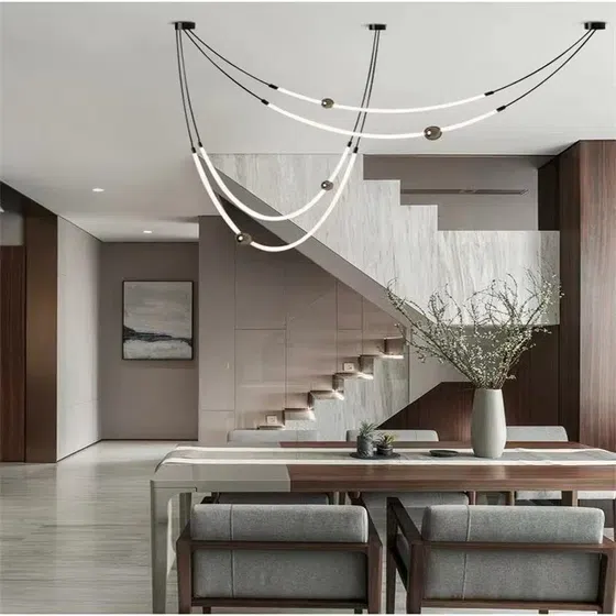 Silicone Iron Black White Pendant Light in Silicone and Iron, scale view