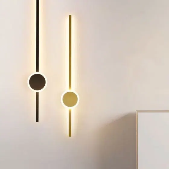 Silicone Golden Black Linear Wall Lamp in Aluminum and Silicone, product photograph