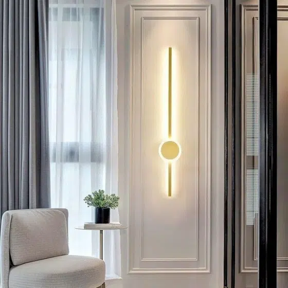 Silicone Golden Black Linear Wall Lamp in Aluminum and Silicone, detail view