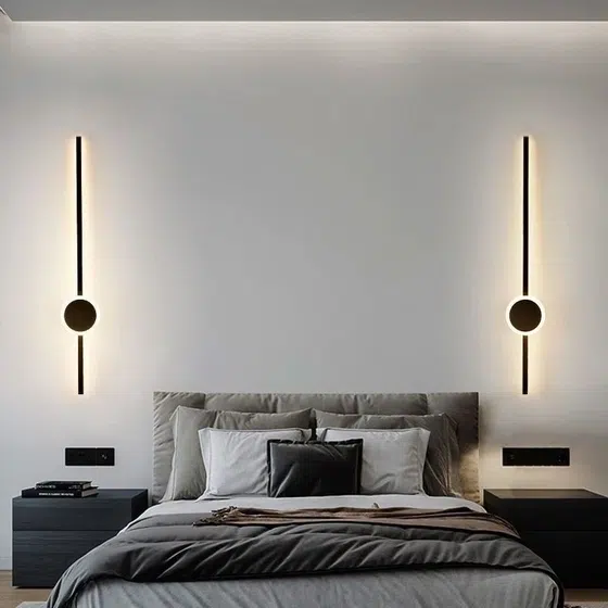 Silicone Golden Black Linear Wall Lamp in Aluminum and Silicone, installed view