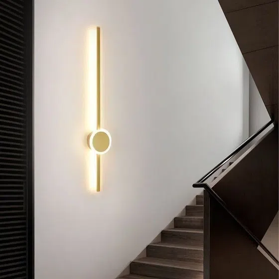 Silicone Golden Black Linear Wall Lamp in Aluminum and Silicone, scale view