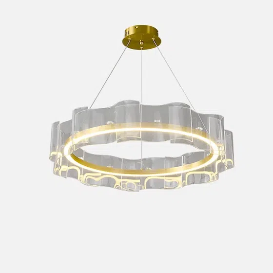 D100CM Silicone Wave Acrylic Pendant Light in Aluminum, installed view