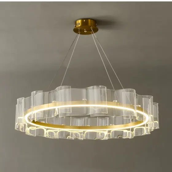 D100CM Silicone Wave Acrylic Pendant Light in Aluminum, scale view