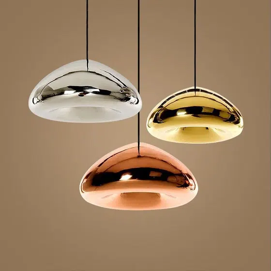 E27/E26 Gold Silver Gray Lava Glass Pendant Lamp in Iron and Glass, product photograph