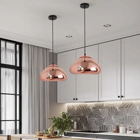 E27/E26 Gold Silver Gray Lava Glass Pendant Lamp in Iron and Glass, detail view