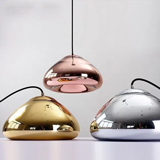 E27/E26 Gold Silver Gray Lava Glass Pendant Lamp in Iron and Glass, scale view
