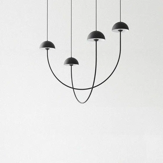 Simple Lines Black Pendant Light in Iron Paint, product photograph