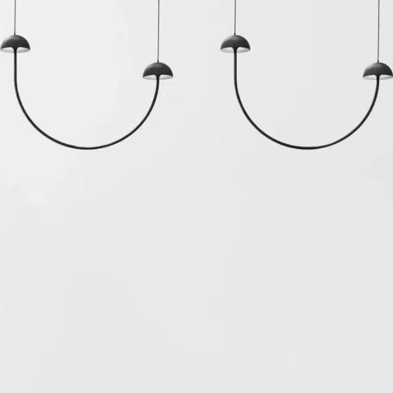 Simple Lines Black Pendant Light in Iron Paint, detail view