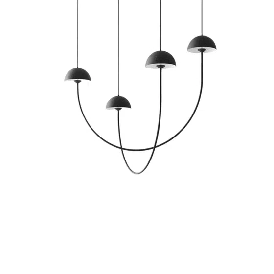Simple Lines Black Pendant Light in Iron Paint, installed view