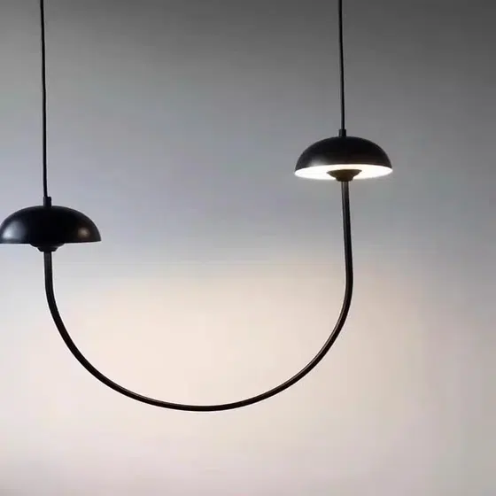 Simple Lines Black Pendant Light in Iron Paint, scale view