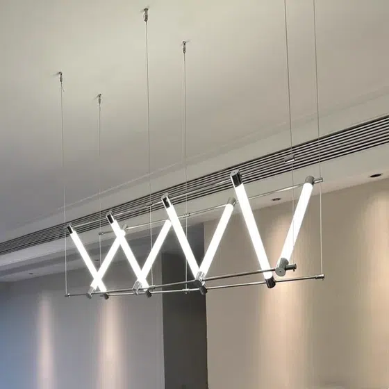 Sliver Gold Glass Tube Pendant Light in Iron and Glass, detail view