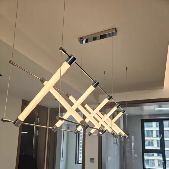 Sliver Gold Glass Tube Pendant Light in Iron and Glass, scale view