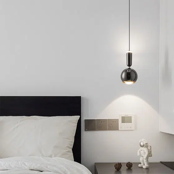 H20CM Small Ball Aluminum Pendant Light in Aluminum and Acrylic, detail view