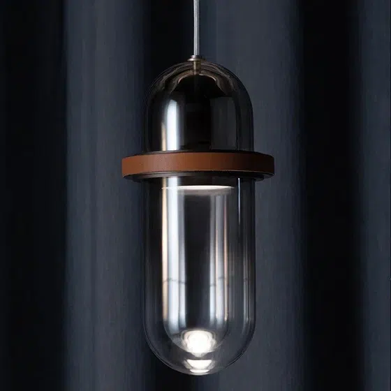 H38CM Smoke Gray Glass Pendant Light in Glass, product photograph