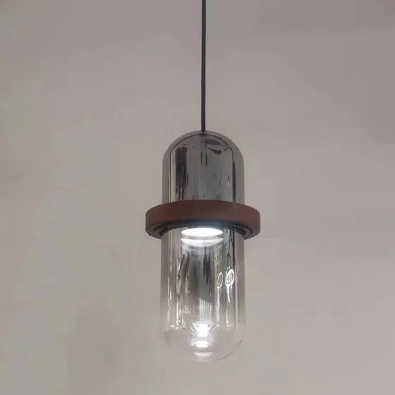 H38CM Smoke Gray Glass Pendant Light in Glass, detail view