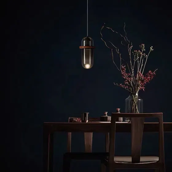 H38CM Smoke Gray Glass Pendant Light in Glass, scale view