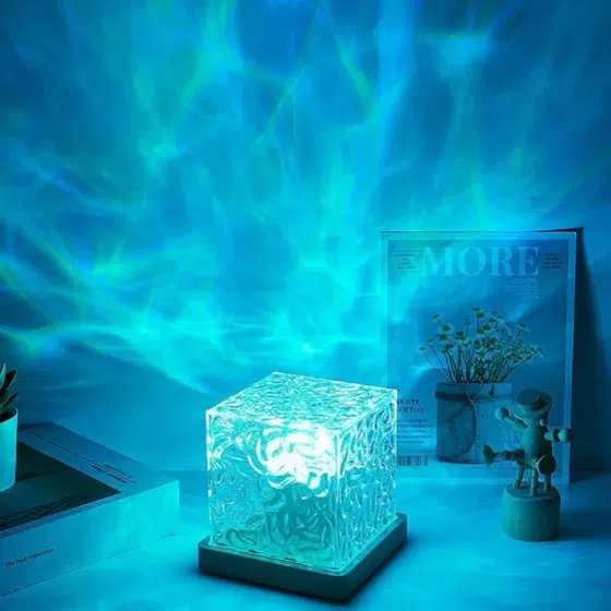 H12cm Square Water Ripple Table Lamp in PS and Acrylic, scale view