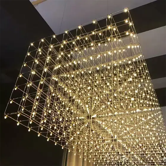 Large LED Stainless Steel Crystal Chandelier in Stainless Steel and Crystal, installed view