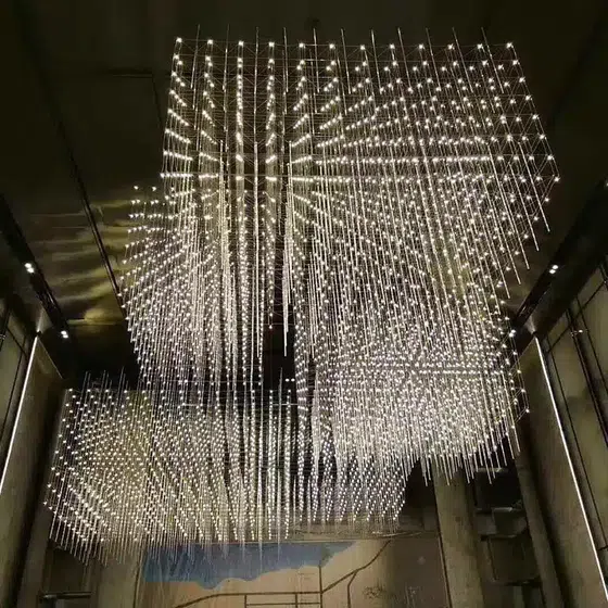 Large LED Stainless Steel Crystal Chandelier in Stainless Steel and Crystal, scale view