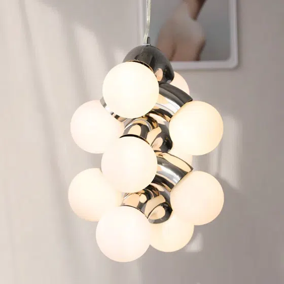 G9 Stainless Steel Glass Pendant Light in Stainless Steel and Glass, product photograph