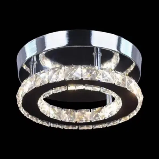 Round Stainless Steel Crystal Ceiling Lamp in Stainless Steel and Crystal, scale view