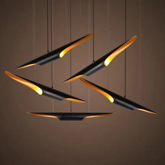 D6/8cm Diagonal Straight Tube Aluminum Pendant Light in Aluminum, product photograph
