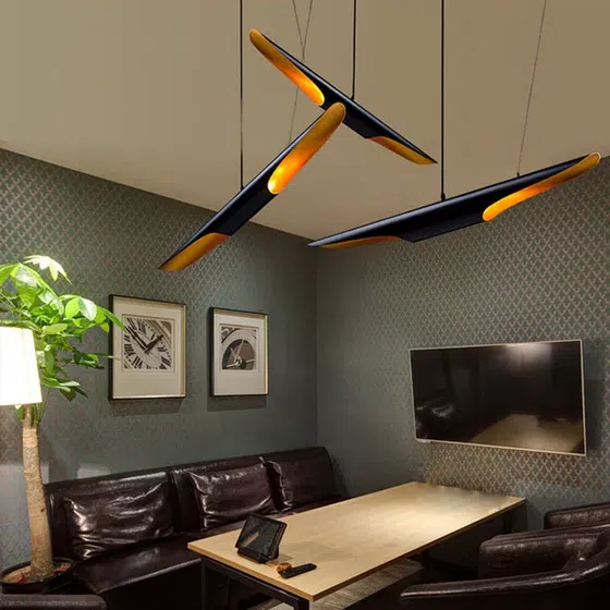D6/8cm Diagonal Straight Tube Aluminum Pendant Light in Aluminum, installed view