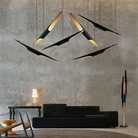 D6/8cm Diagonal Straight Tube Aluminum Pendant Light in Aluminum, scale view